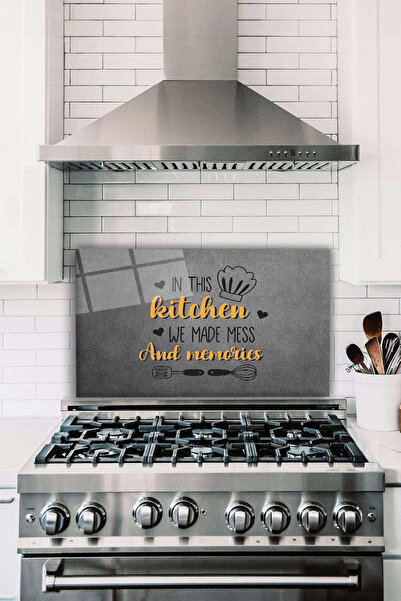 Vosevu Thıs Kitchen Memories Cam Ocak Arkası Koruyucu, Isıya Dayanıklı, Tezga...