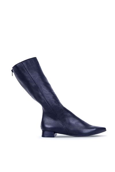 Bueno Shoes Черни кожени дамски ботуши - прави 01wr3010