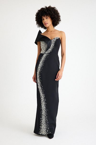 SpringStore Black Beaded Evening Dress