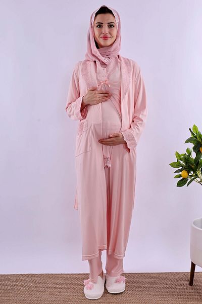 ByLohusa Effortt Pink Hijab Pregnant Maternity Pajama Set Byl2T40342