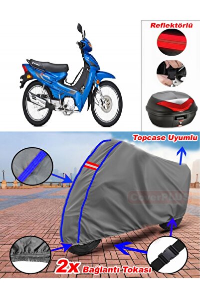CoverPlus Blue Stitched Gray Kymco Aktiv 110 Tarpaulin Topcase Rear Bag Compa...