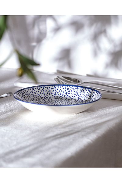 Madame Coco Reve Bleu Elodie Dinner Plate - 20 cm - Blue/White
