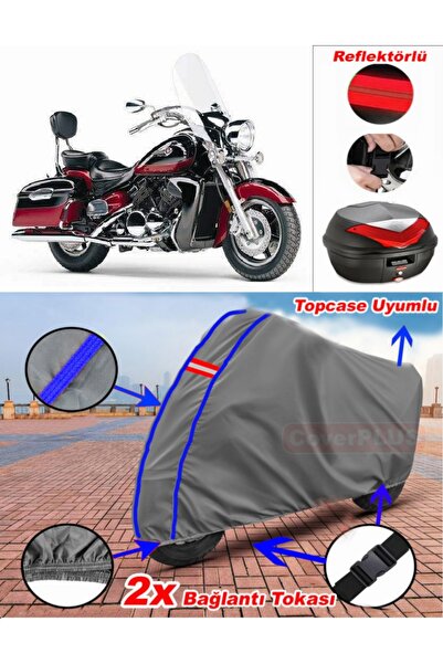 CoverPlus Blue Stitched Gray Yamaha Royal Star Xvz 1300 Tarpaulin Topcase Rea...
