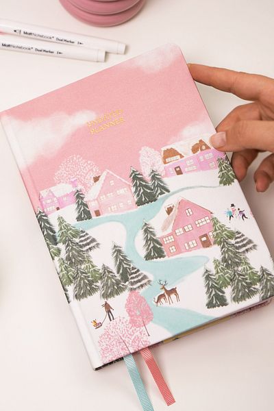 Matt Notebook Ediție Premium A5 15x21 cm Planificator fără timp imprimat pe in Agenda Winter Village