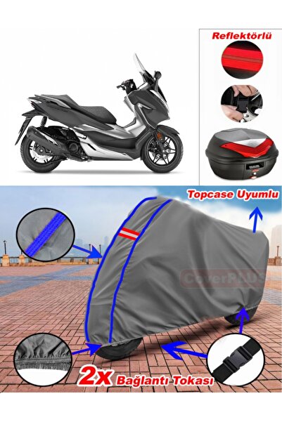 CoverPlus حقيبة خلفية من القماش المشمع Honda NSS300 Forza باللون الرمادي مع خ...
