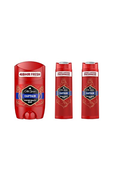 Old Spice 400ml Duş Jeli 2 Adet +1 Adet Deo Stick 50 Ml Captain