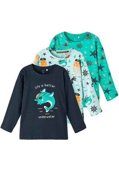 Name it SET 3 BLUZE LS TOP OCEAN BLUE PENTRU BAIETI