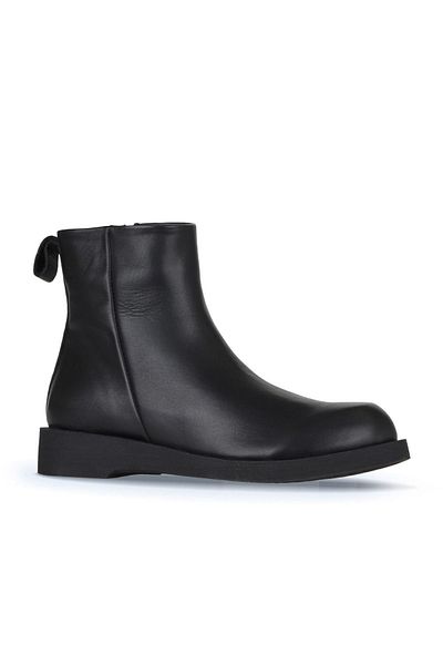 Bueno Shoes Μαύρα δερμάτινα γυναικεία μποτάκια - Flat Model 01wz8901