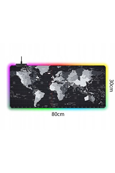 zola Mouse pad, Χάρτης του Κόσμου, με έγχρωμο LED, 7 χρώματα, 4 λειτουργίες φωτισμού, αντιολισθητικό, 80x30 εκ.