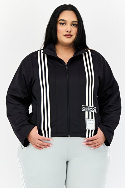 adidas جاكيت رياضي نسائي بأكمام طويلة مناسب للجري، أسود