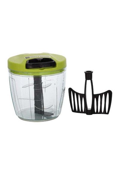 ROYALFORD 2-In-1 Pull Manual Handheld Chopper Pet Container 1000ml Green
