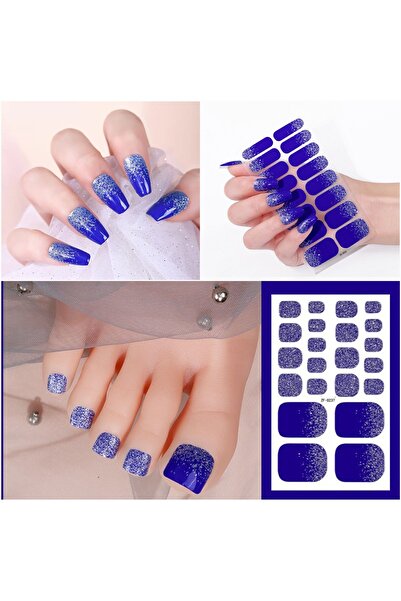 Hediyepro Mutlu Etmek Kolay Uvsiz Ayak-El 2li takım simli tırnak Etiketi Kendinden Yapışkanlı Jel Tırnak Sticker, Suya Dayanıklı