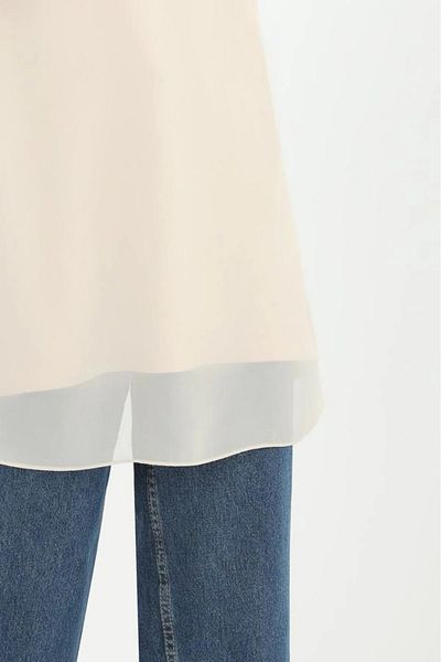 Nisa Luxury Boutique Puane Zero Sleeve μπροστινό σιφόν λεπτομέρεια χτενισμένο βαμβακερό εσώρουχο τουνίκ- 10270
