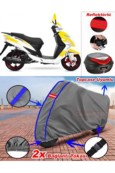 CoverPlus Blue Stitched Gray Yuki Yb 100 Jumbo Tarpaulin Topcase Rear Bag Com...