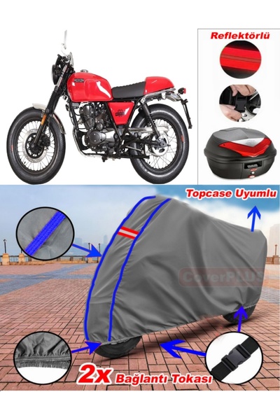 CoverPlus أزرق مخيط رمادي Brixton BX 125 R قماش القماش الخلفي Topcase متوافق ...