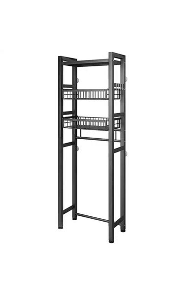 Quasar & Co. Storage Shelf ®, with 3 Shelves, over the Toilet, Sliding Shelves, metal, 54x26x159.5cm, black