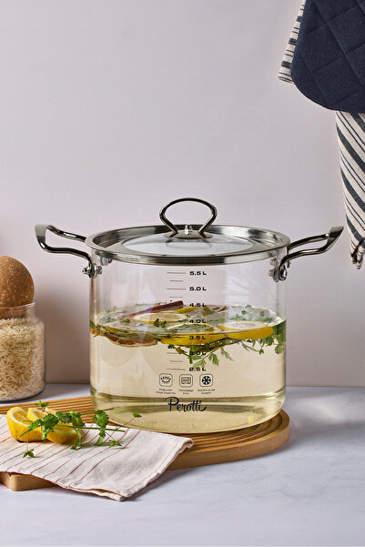 Perotti Logan Silver Covered 5.5 L Glass Pot 20X20 cm