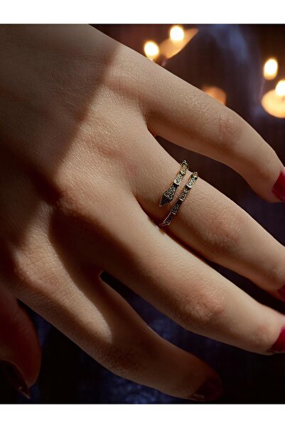 Vigens Mulier 925 Ayar Ayarlanabilir Işıltılı Yılan Görünümlü Yüzük Sugea