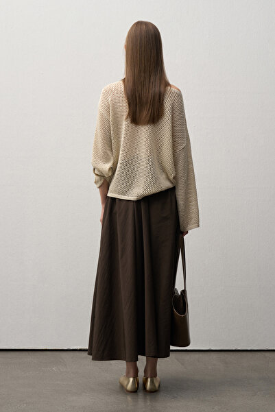 Mathilda Store Women's Bitter Brown Sandra Flounce Midi Skirt