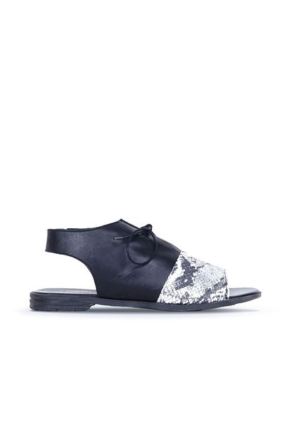 Bueno Shoes Sandale de damă din piele de șarpe negre - 01ws2510