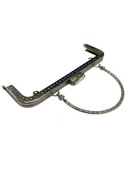 EleganTShoP Kulplu Taşlı Metal Çanta Sapı Bursu 21 cm M5