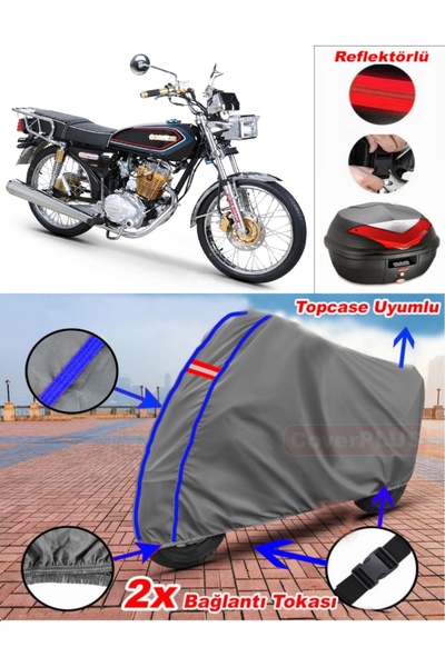 CoverPlus أزرق مخيط رمادي Kuba CG 100 قماش القنب Topcase الخلفي حقيبة متوافقة...