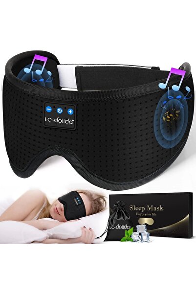 LCDolida LC-dolida 3D Uyku Maskesi - Bluetooth Kablosuz Müzik - Siyah İpek