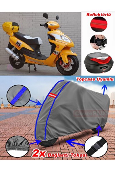 CoverPlus Blue Stitched Gray Steel Motor Wind Hunter 150 Tarpaulin Topcase Re...