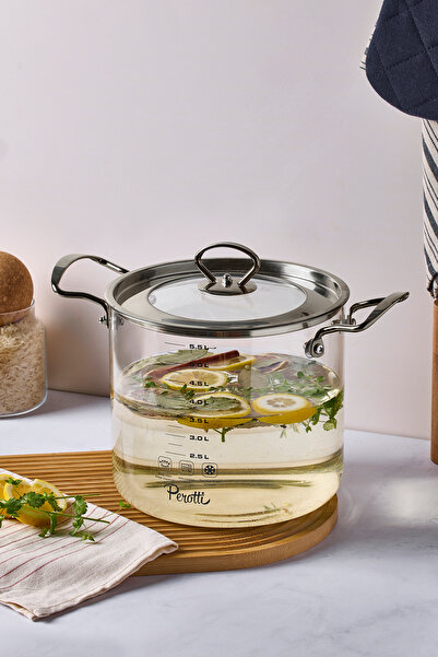 Perotti Logan Silver Covered 5.5 L Glass Pot 20X20 cm