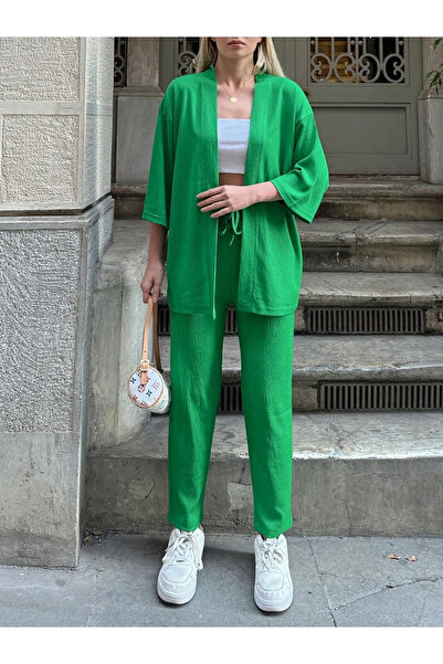 Altamira Set de top cu fundul înfășurat kimono verde deschis pentru femei