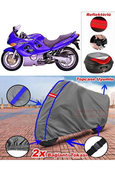 CoverPlus أزرق مخيط رمادي سوزوكي GSX 600 F القماش المشمع Topcase الخلفي حقيبة...