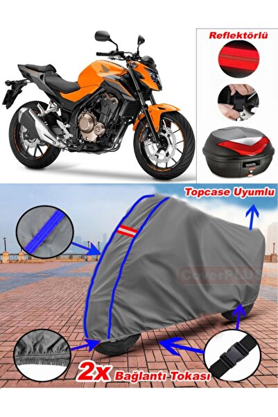 CoverPlus Blue Stitched Gray Honda Cb 500 Tarpaulin Topcase Rear Bag Compatib...