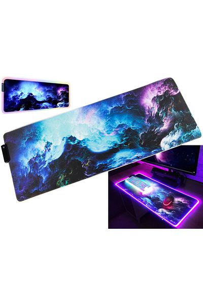 zola Mouse pad, RGB illumination, anti-slip, rubberized for gaming, wave pattern, 80x30 cm