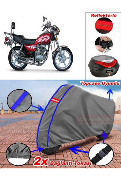 CoverPlus Blue Stitched Gray Kuba Kb150-7B Tarpaulin Topcase Rear Bag Compati...