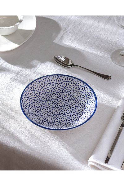 Madame Coco Reve Bleu Elodie Dinner Plate - 20 cm - Blue/White