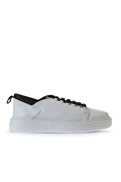 Bueno Shoes Ανδρικά Αθλητικά Παπούτσια Λευκό Μαύρο Δερμάτινο - 01mu10400