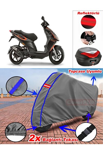 CoverPlus أزرق مخيط رمادي Piaggio NRG Power 50 قماش القنب Topcase الخلفي حقيب...