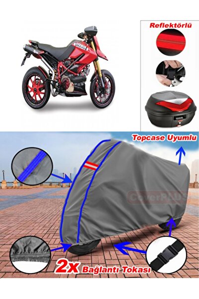 CoverPlus حقيبة خلفية من القماش المشمع Ducati Hypermotard 1100 باللون الرمادي...