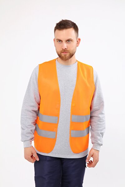 Çamdalı İş Elbiseleri Warning Vest Velcro Pocketless Neon Orange