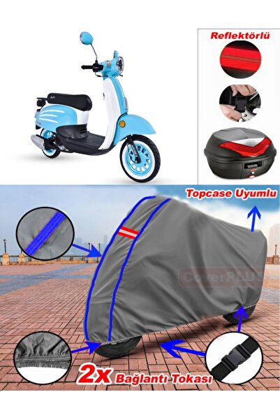 CoverPlus حقيبة خلفية من القماش المشمع باللون الرمادي المخيط باللون الأزرق Ar...