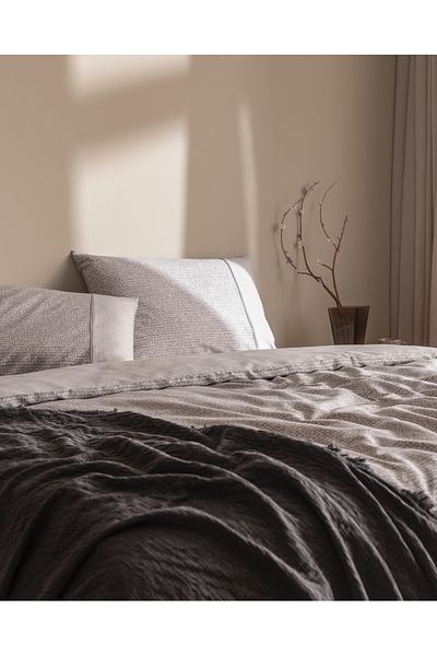Madame Coco Orpen King Size 100% Cotton Madame Coco Crep Printed Duvet Cover Set - Gray