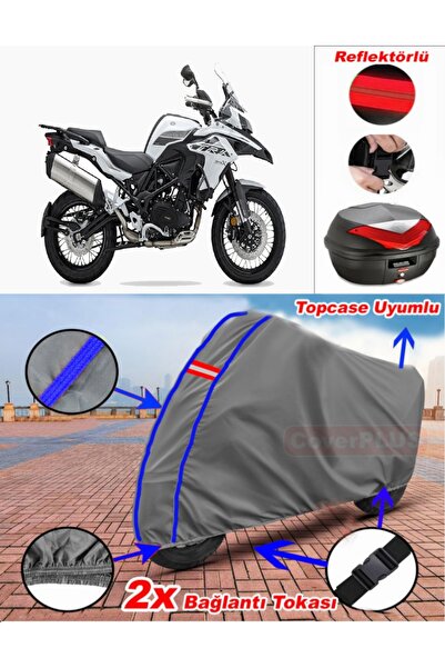 CoverPlus أزرق مخيط رمادي Benelli TRK 502 X قماش القنب Topcase الخلفي حقيبة م...
