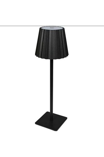 Benson LED table lamp, table lamp type with pleated shade, universal use, USB charging, 38 cm height