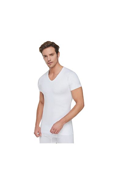 KEYAL Pack of 6 Men's V-Neck Half Sleeve Ribbed Undershirt Undershirt