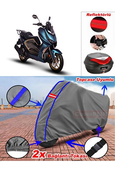 CoverPlus أزرق مخيط رمادي Regal Raptor XSUV125 قماش القنب Topcase الخلفي حقيب...