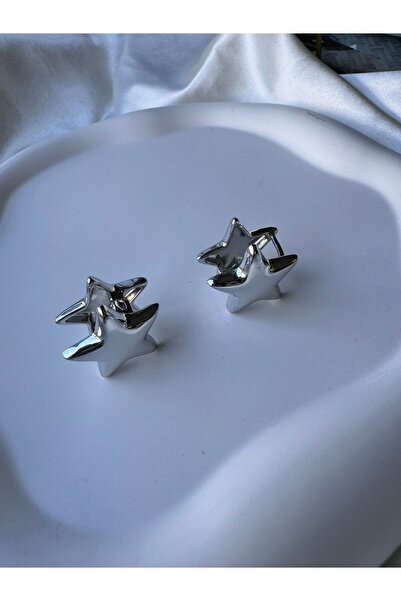 H&S AKSESUAR Yıldız Çift Yönlü Bombeli halka Küpe