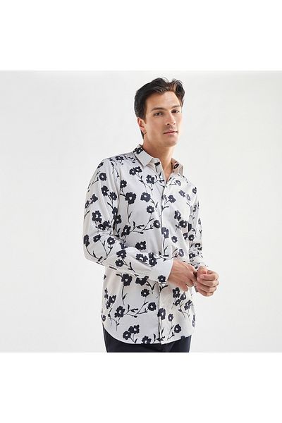 FAV Regular Fit All-Over Floral Print Shirt with Long Sleeves