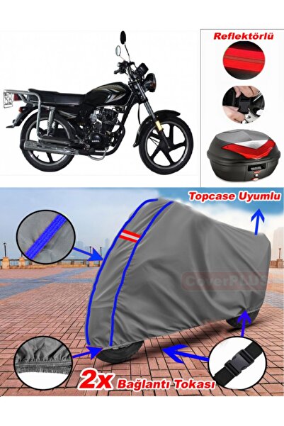 CoverPlus Blue Stitched Gray King Motor Kr-125-7 Tarpaulin Topcase Rear Bag C...