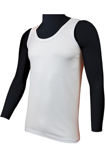 TEXTELO Men Sleeveless Undershirts White 100% Cotton Tank Tops T-shirt, Made in Egypt