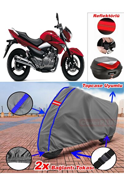 CoverPlus أزرق مخيط رمادي سوزوكي GW250 Inazuma القماش المشمع Topcase الخلفي ح...